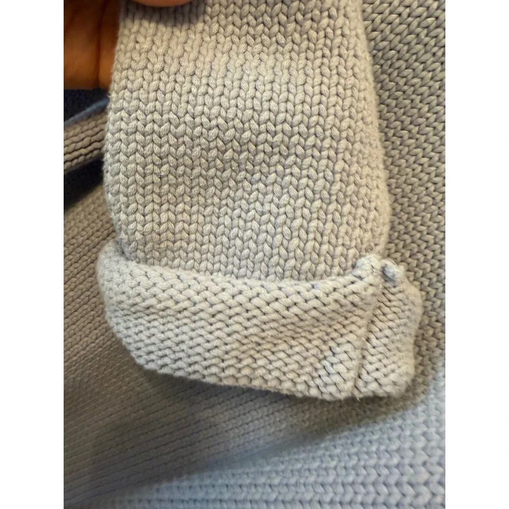Haven Well Within Light Blue Notch V-Neck Organic Cotton Shaker Knit Sweater XXL - Picture 4 of 9